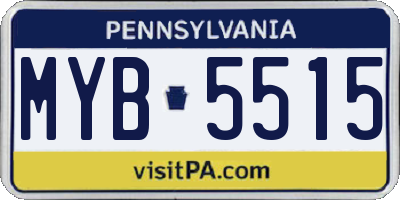 PA license plate MYB5515