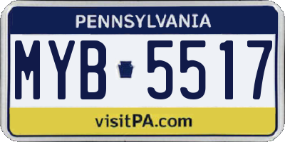 PA license plate MYB5517