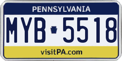 PA license plate MYB5518