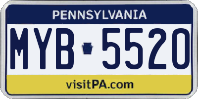 PA license plate MYB5520