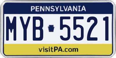 PA license plate MYB5521