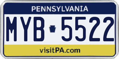 PA license plate MYB5522