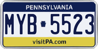 PA license plate MYB5523