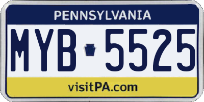 PA license plate MYB5525