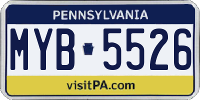 PA license plate MYB5526