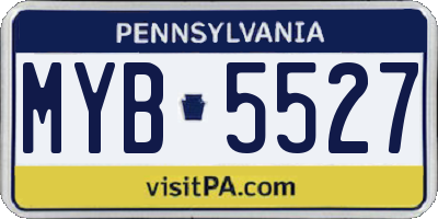 PA license plate MYB5527