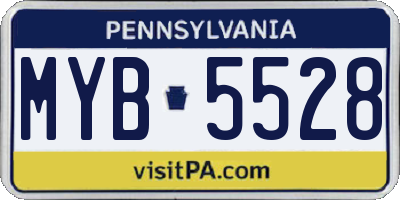 PA license plate MYB5528