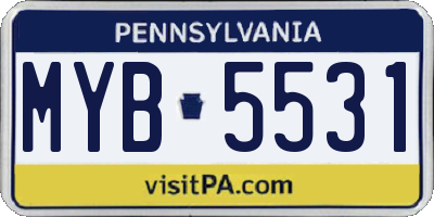 PA license plate MYB5531
