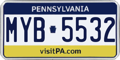 PA license plate MYB5532