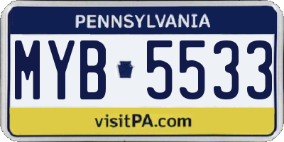 PA license plate MYB5533