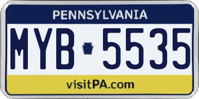 PA license plate MYB5535