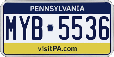 PA license plate MYB5536