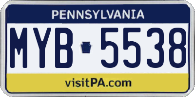 PA license plate MYB5538