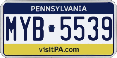 PA license plate MYB5539