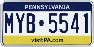 PA license plate MYB5541