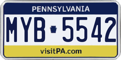 PA license plate MYB5542