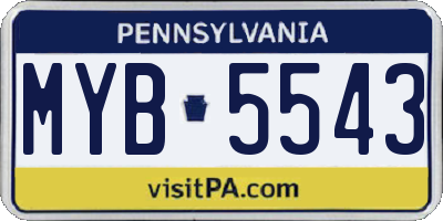 PA license plate MYB5543