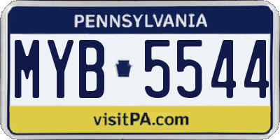 PA license plate MYB5544