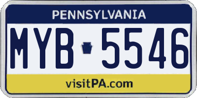 PA license plate MYB5546