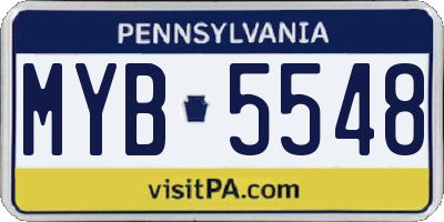 PA license plate MYB5548