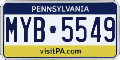PA license plate MYB5549