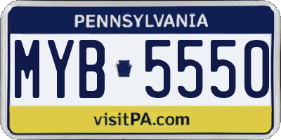 PA license plate MYB5550