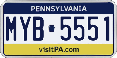 PA license plate MYB5551