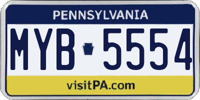 PA license plate MYB5554