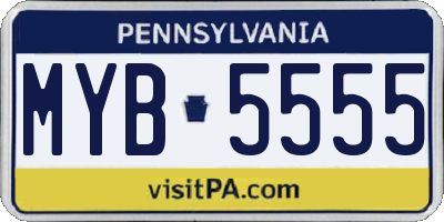 PA license plate MYB5555