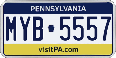 PA license plate MYB5557