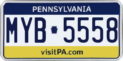 PA license plate MYB5558