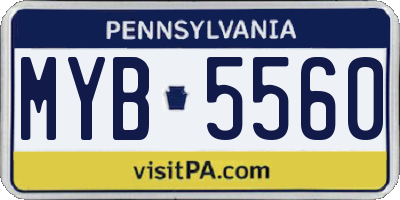 PA license plate MYB5560