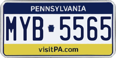 PA license plate MYB5565