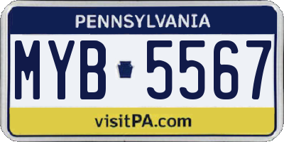 PA license plate MYB5567