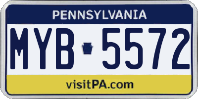 PA license plate MYB5572