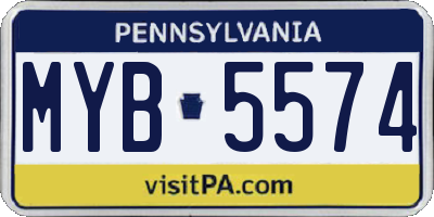 PA license plate MYB5574