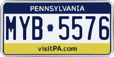PA license plate MYB5576