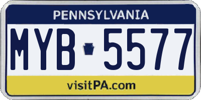 PA license plate MYB5577