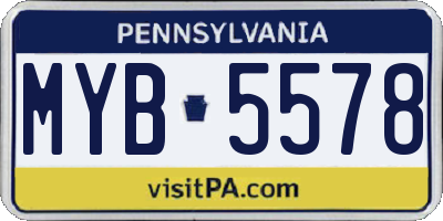 PA license plate MYB5578