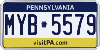 PA license plate MYB5579
