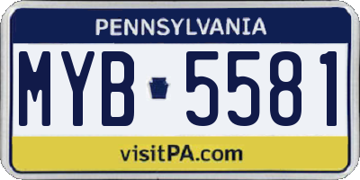 PA license plate MYB5581