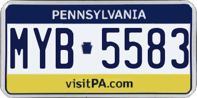 PA license plate MYB5583