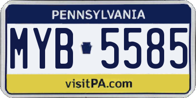 PA license plate MYB5585
