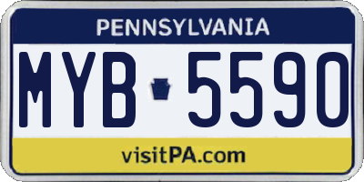 PA license plate MYB5590