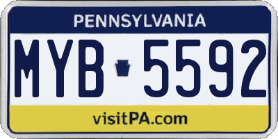 PA license plate MYB5592