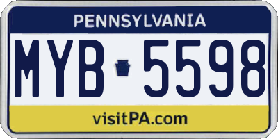 PA license plate MYB5598
