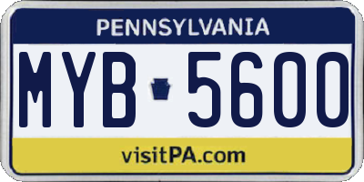 PA license plate MYB5600