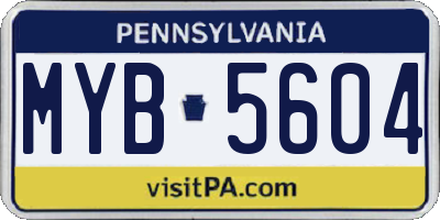 PA license plate MYB5604