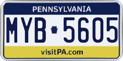 PA license plate MYB5605