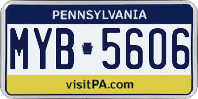 PA license plate MYB5606